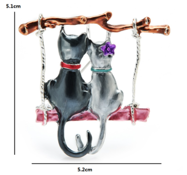 Brosche Anhänger Katze mit Herz Masse